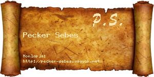 Pecker Sebes névjegykártya